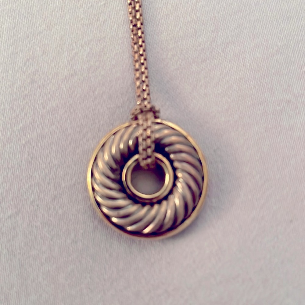 David Yurman silver and gold-tone disc pendant necklace